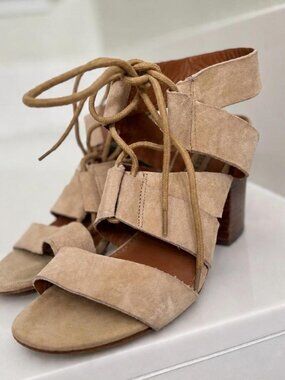 Steve Madden Women's Suede Lace-Up Block Heel Sandals Size 8